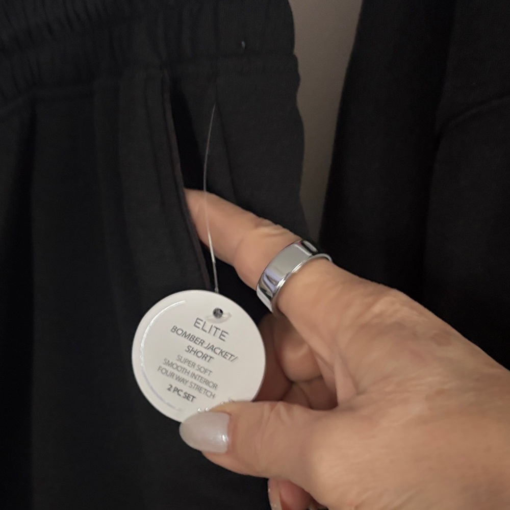 NWT! Black Zip-Up Jacket and Shorts Set - Picture 4 of 4